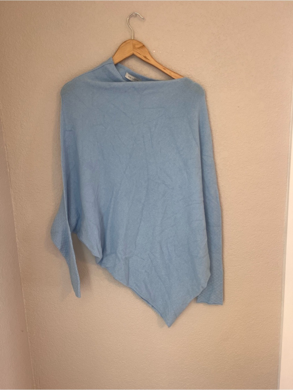 Light Blue Off-the-Shoulder Relaxed Knit Sweater - Picture 2 of 5